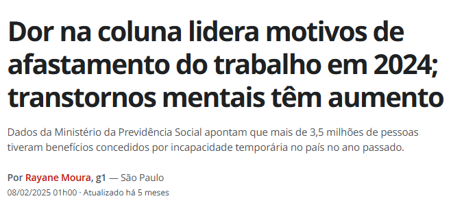 Manchete sobre o avanço da dor crônica